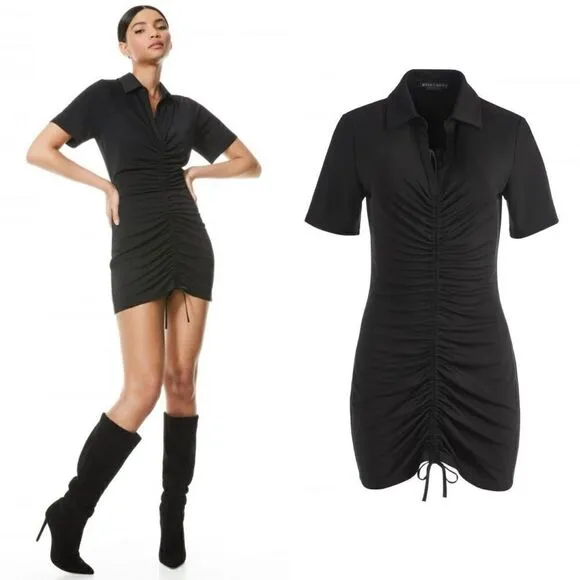 NEW Alice   Olivia Marsha Ruched Polo Tee Dress