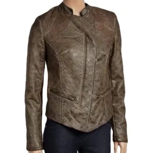 NEW Allen Schwartz Faux Leather Paisley &amp; Lattice Embroidered Jacket Y2K Small