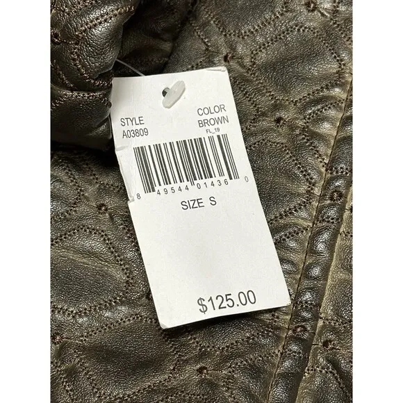NEW Allen Schwartz Faux Leather Paisley &amp; Lattice Embroidered Jacket Y2K Small