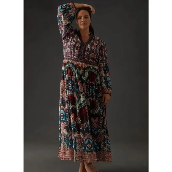 New Anthropologie Bhanuni by Jyoti Patterned Maxi Dress Size 14