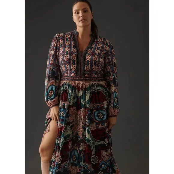 New Anthropologie Bhanuni by Jyoti Patterned Maxi Dress Size 14