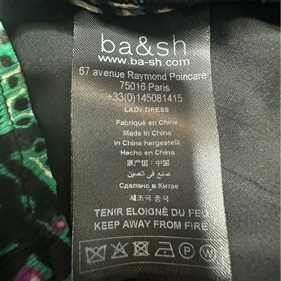 NEW BA&amp;SH Fanny Ruched Green Print Mini Dress L