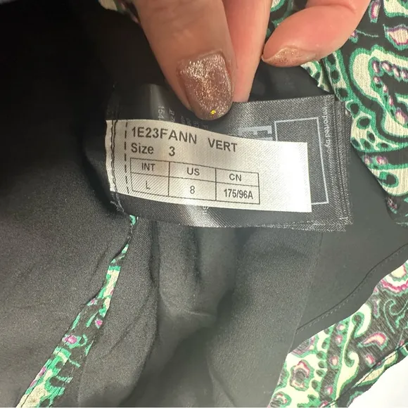 NEW BA&amp;SH Fanny Ruched Green Print Mini Dress L