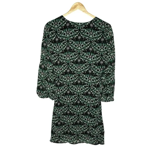 NEW BA&amp;SH Fanny Ruched Green Print Mini Dress L