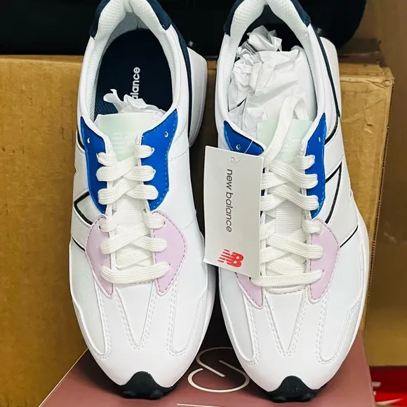 NEW BALANCE 327 RARE WOMEN Golf &amp; Casual LEATHER Sneakers Shoes White size 6 10