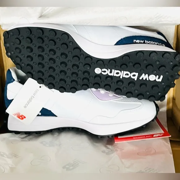 NEW BALANCE 327 RARE WOMEN Golf &amp; Casual LEATHER Sneakers Shoes White size 6 10