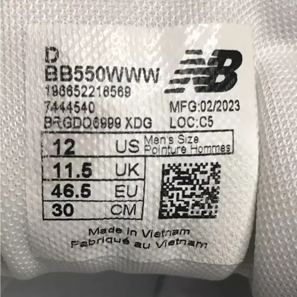 NEW BALANCE 550 Size 12D Triple White Leather Shoes Sneakers (BB550WWW)