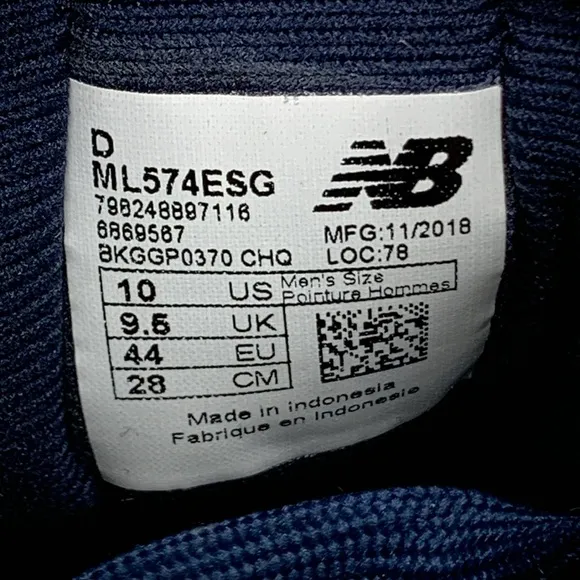 New Balance 574 Blue Suede Running Shoes ML574ESG Men's Sz 10