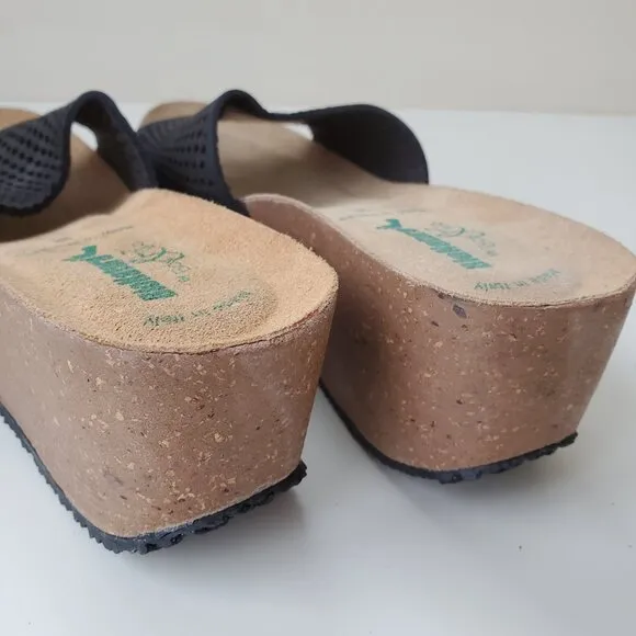 New Bionatura Wedge Platform slip-on perforated leather sandals