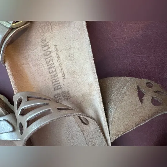 New Birkenstock Asmara Metallic Gold Ankle WrapCutout Leather Sandals.