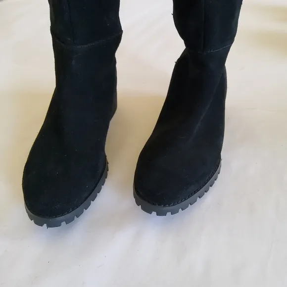 New Blondo Waterproof Black Suede Leather Over The Knee Riding Boots Size 6.5