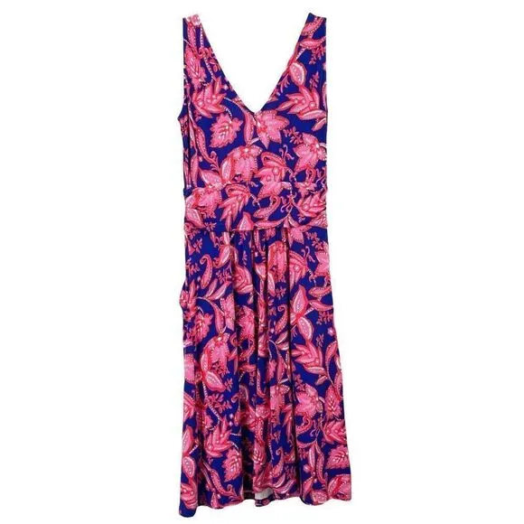 NEW Boden Effie Floral Leaf Print V-Neck Dress in Strawberry pink Size 2