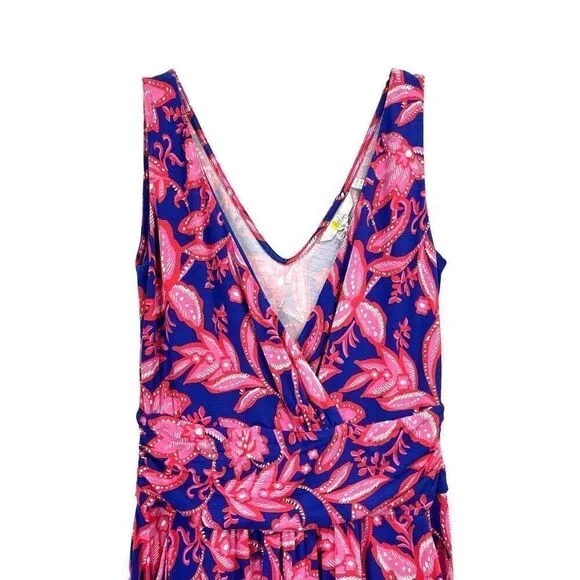 NEW Boden Effie Floral Leaf Print V-Neck Dress in Strawberry pink Size 2