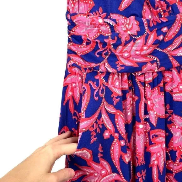 NEW Boden Effie Floral Leaf Print V-Neck Dress in Strawberry pink Size 2