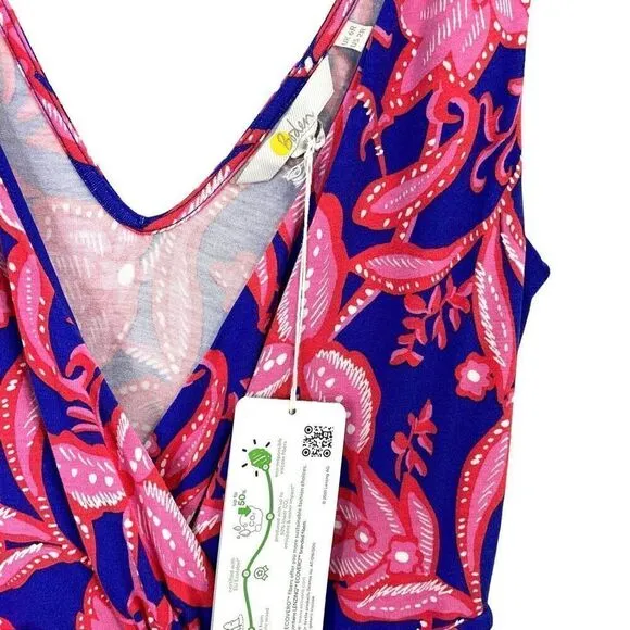 NEW Boden Effie Floral Leaf Print V-Neck Dress in Strawberry pink Size 2