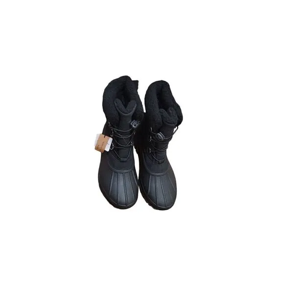 NEW CHOOKA WOMEN'S BLACK RUBBER COLD WEATHER RAIN SNOW ANKLE BOOTS SIZE 9