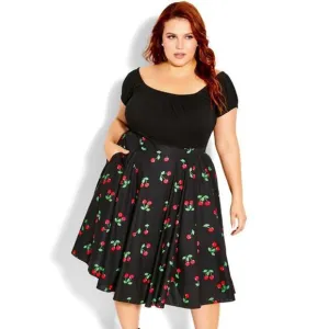 New! City Chic Cherry Desire Dress -‎ black red, women plus size 22