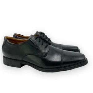 NEW Clarks Mens Tilden Black Leather Cap Toe Dress Derby Oxfords Shoes 7.5