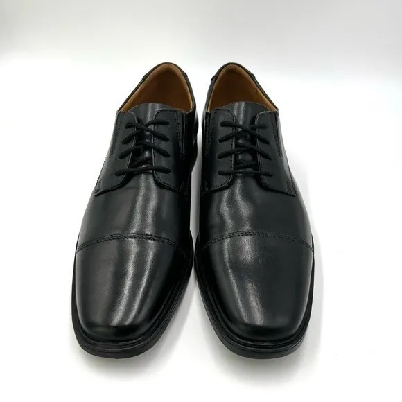 NEW Clarks Mens Tilden Black Leather Cap Toe Dress Derby Oxfords Shoes 7.5