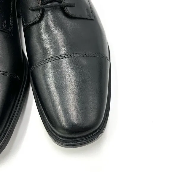 NEW Clarks Mens Tilden Black Leather Cap Toe Dress Derby Oxfords Shoes 7.5