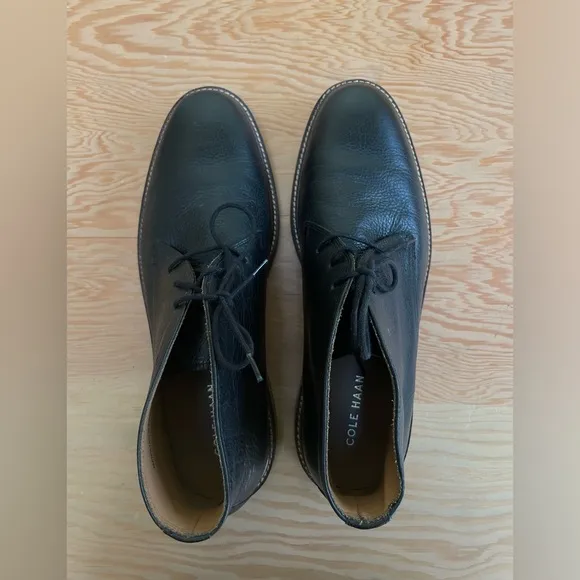 New Cole Haan Men's Black Leather Chukka Boots Desert Boot Sz 10.5 10 1/2 Laces