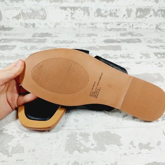 New Crevo Leather Black Bow Kitty Slip On Sandals F244