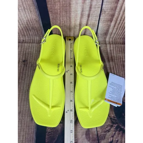 NEW CROCS Miami Thong Sandals Women’s 9 Slip-On Slide Sandals Acidity Yellow