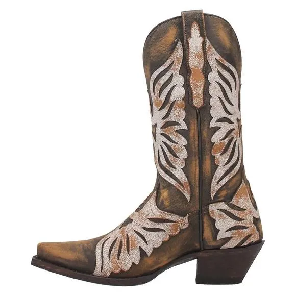 NEW DAN POST. women's ndulgence snip toe western boot in vintage brown