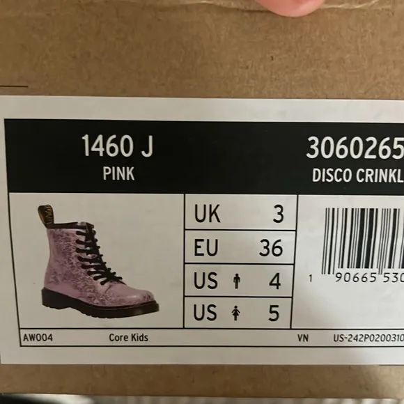 New Doc Martens pink disco crinkle boots US size 5