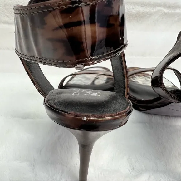 NEW Donald J. Pliner MAGDA Leopard Print Patent Leather High Heel Sandals