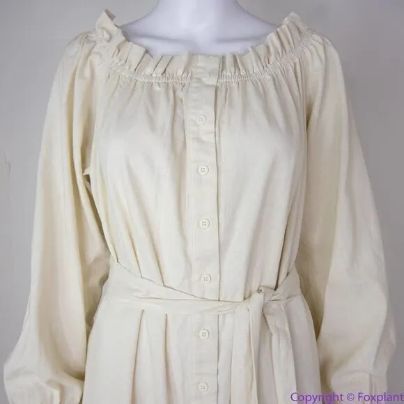 NEW Eloquii Cream Linen Maxi Day Dress,‎ size 14/16