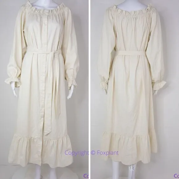 NEW Eloquii Cream Linen Maxi Day Dress,‎ size 14/16