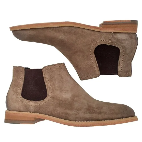 NEW Fabio De Luca Men 9 Tan Brown All Leather Suede Chukka Dress Boots Old Stock