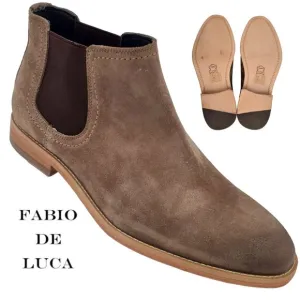 NEW Fabio De Luca Men 9 Tan Brown All Leather Suede Chukka Dress Boots Old Stock