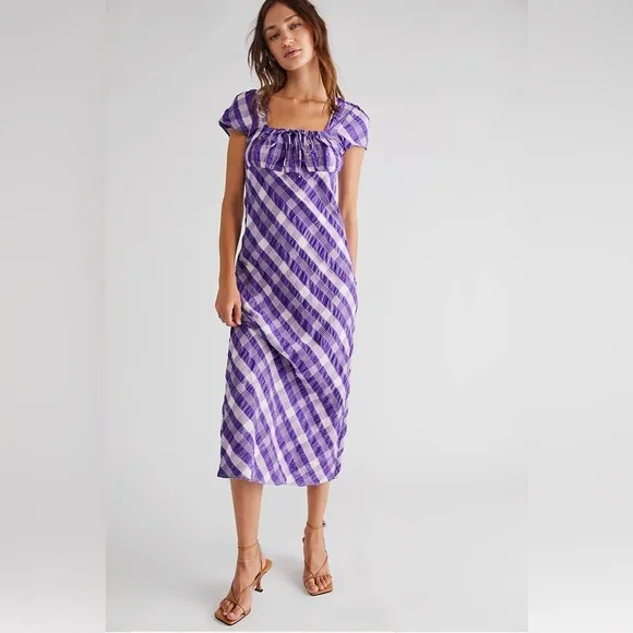 NEW Free People Natalya Midi Dress Purple White