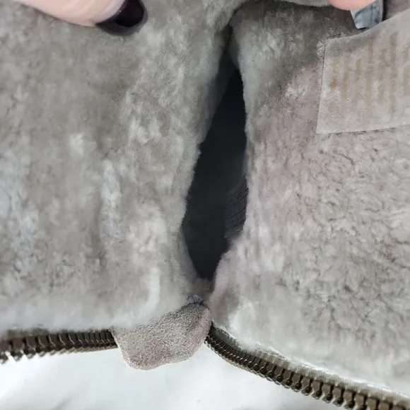 New Free People x Cougar Taupe Suede Leather Cozy Boots Sheep Shearling SZ 9
