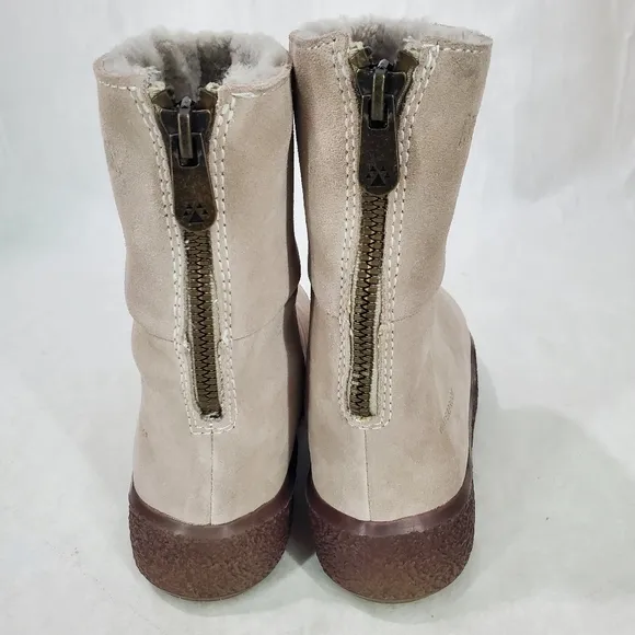 New Free People x Cougar Taupe Suede Leather Cozy Boots Sheep Shearling SZ 9