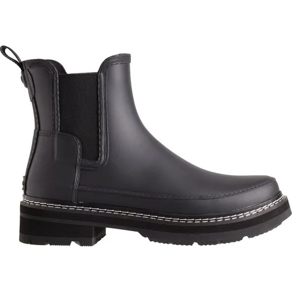 NEW HUNTER Refined Stitch Chelsea Rain Boots - Waterproof black For Women 025