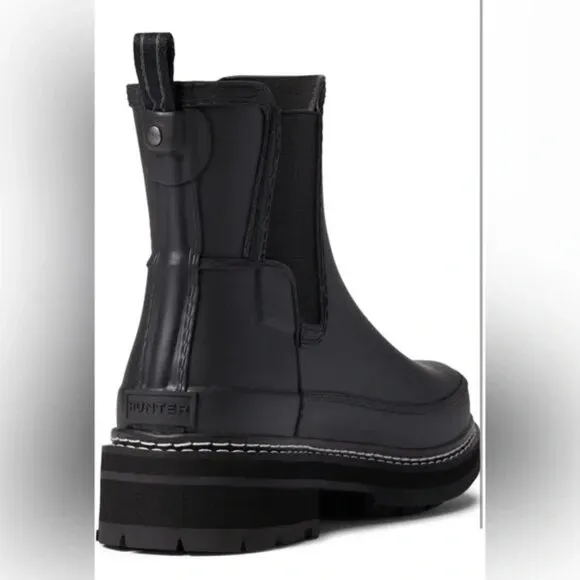 NEW HUNTER Refined Stitch Chelsea Rain Boots - Waterproof black For Women 025