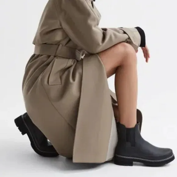 NEW HUNTER Refined Stitch Chelsea Rain Boots - Waterproof black For Women 025