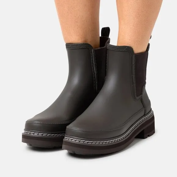 NEW HUNTER Refined Stitch Chelsea Rain Boots - Waterproof black For Women 252