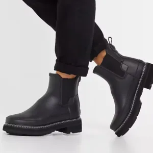 NEW HUNTER Refined Stitch Chelsea Rain Boots - Waterproof black For Women 252