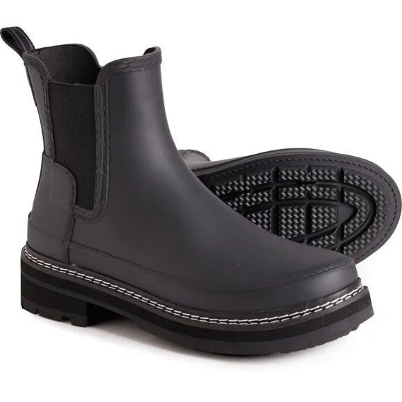 NEW HUNTER Refined Stitch Chelsea Rain Boots - Waterproof black For Women 252