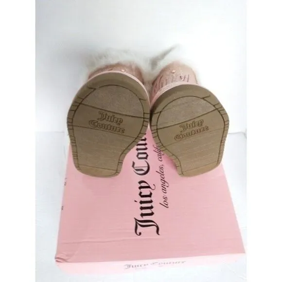 New! JUICY COUTURE Girls Lil Windsor Gold Glitter Faux Fur Boots Booties Size 5T
