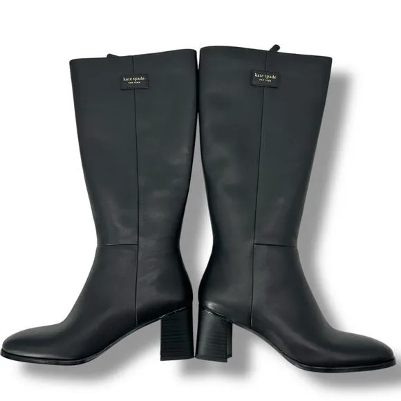 NEW Kate Spade Aimee Tall Leather Boots Size 8 Knee High Riding Quiet Luxury