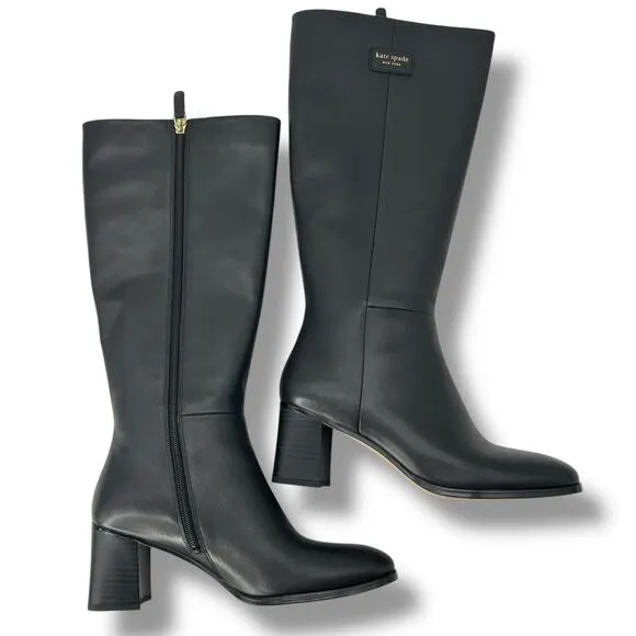 NEW Kate Spade Aimee Tall Leather Boots Size 8 Knee High Riding Quiet Luxury