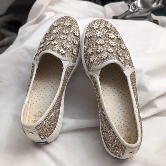 NEW! Keds X Kate Spade Triple Decker Sneaker in Gold Daisy - Women's Size 6.5