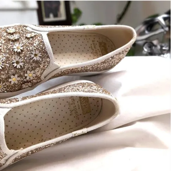 NEW! Keds X Kate Spade Triple Decker Sneaker in Gold Daisy - Women's Size 6.5