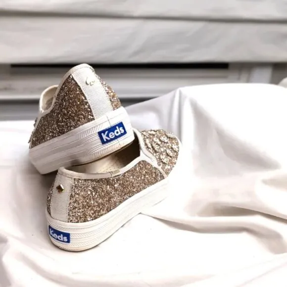 NEW! Keds X Kate Spade Triple Decker Sneaker in Gold Daisy - Women's Size 6.5