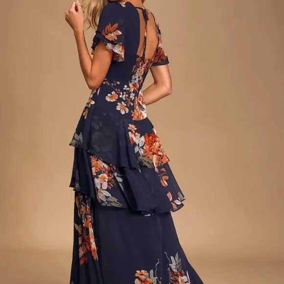 New: Lulus Midnight Mood Tiered Maxi Dress. Size Medium